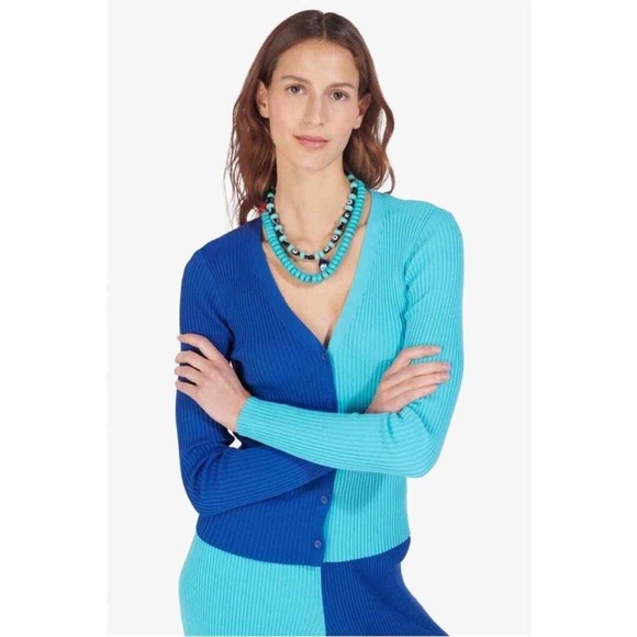 Staud colorblock cardigan - blue - Picture 2 of 2